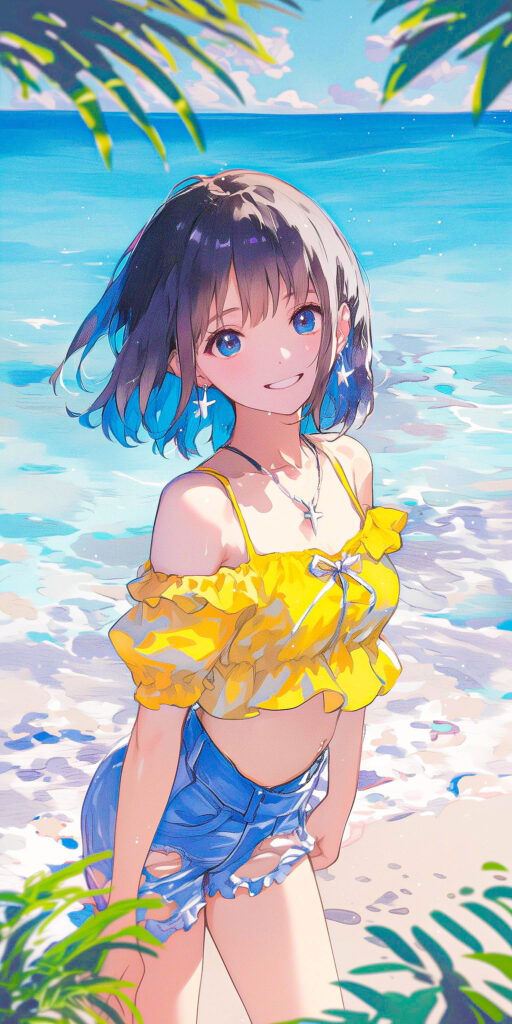 海を楽しむ水着の女の子