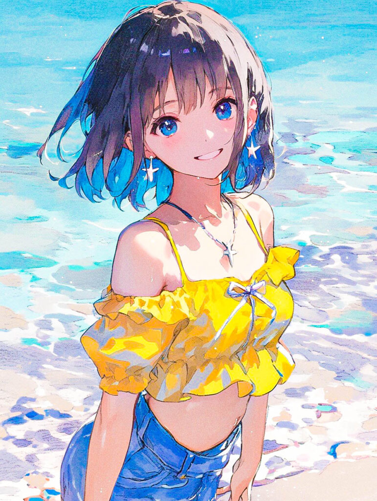 海を楽しむ水着の女の子